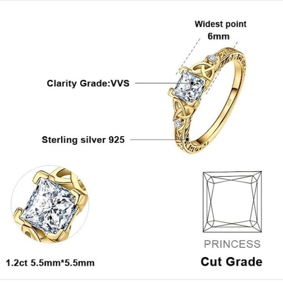 10k Love Trinity Celtic Knots Engagement Ring - Picture 8 of 8